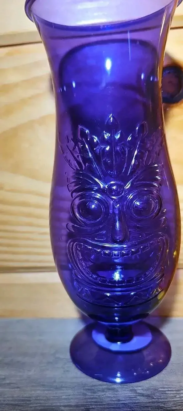 Set Of 2  Plastic Hawaiian Luau Hurricane  Party Yellow Pineapple, Tiki Purple
